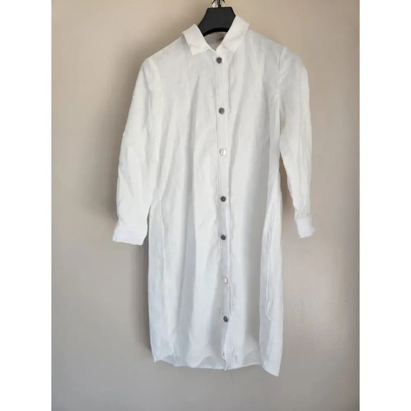 NWD L'AGENCE BELLA linen belted SHIRT DRESS Size S White #1K409 - Picture 2 of 11